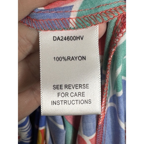 Anthropologie Aakaa Dress Maxi SMALL Off Shoulders Smocked Slit Resort Tropical - Picture 11 of 12